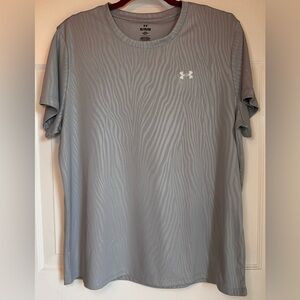 NWOT Under Armour Women’s Tech Short Sleeve Gray Zebra Printed Activewear Top